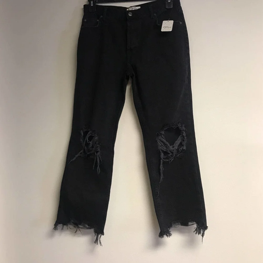 Free People Women's Size 28 Maggie Mid Rise Straight Jean, Black - Picture 3 of 5